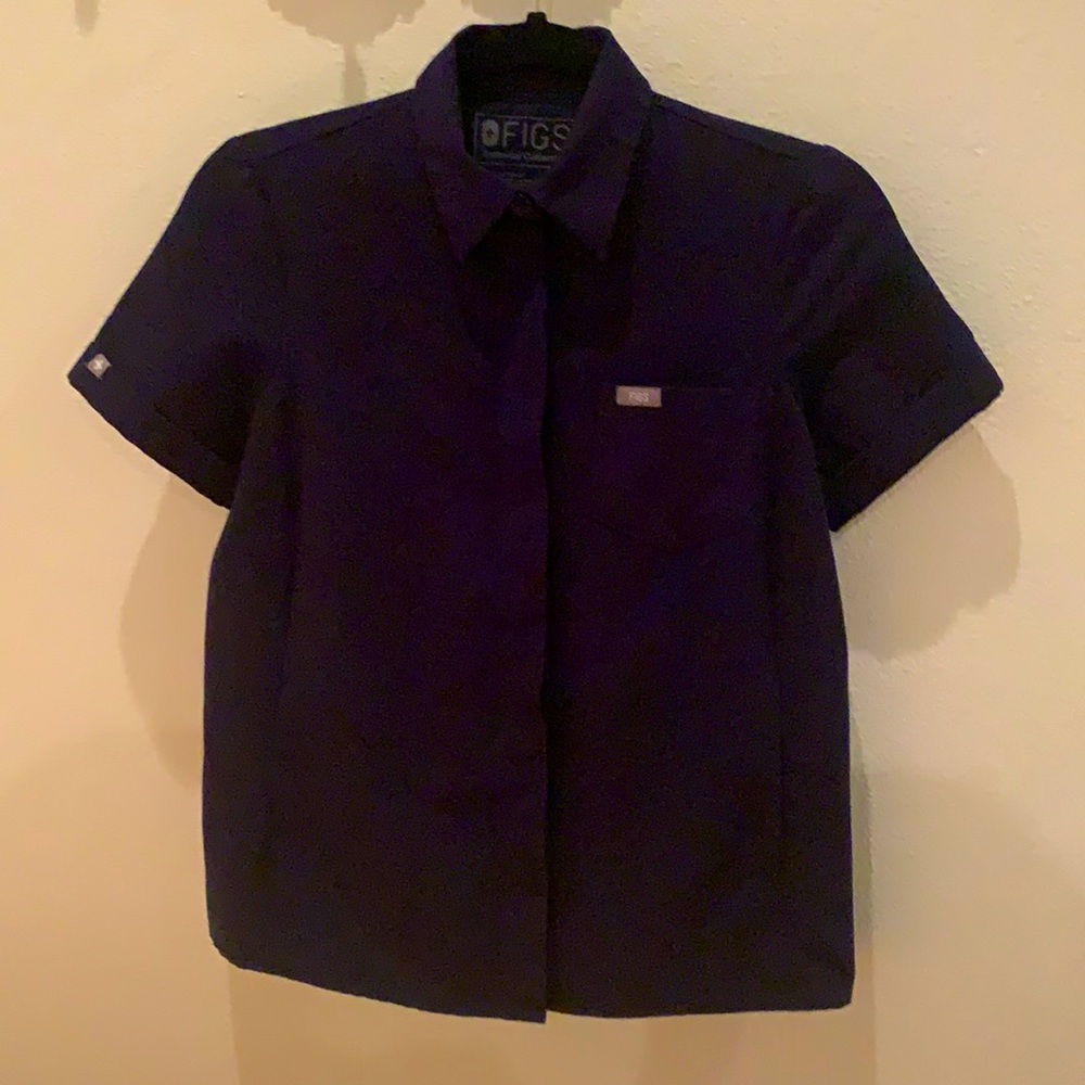Navy Blue Figs Scrub Top